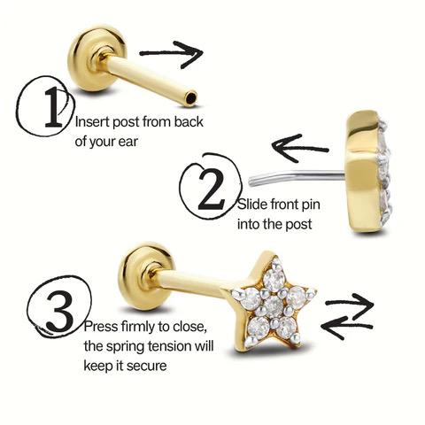 Double Tiny Diamond Flat Back Studs