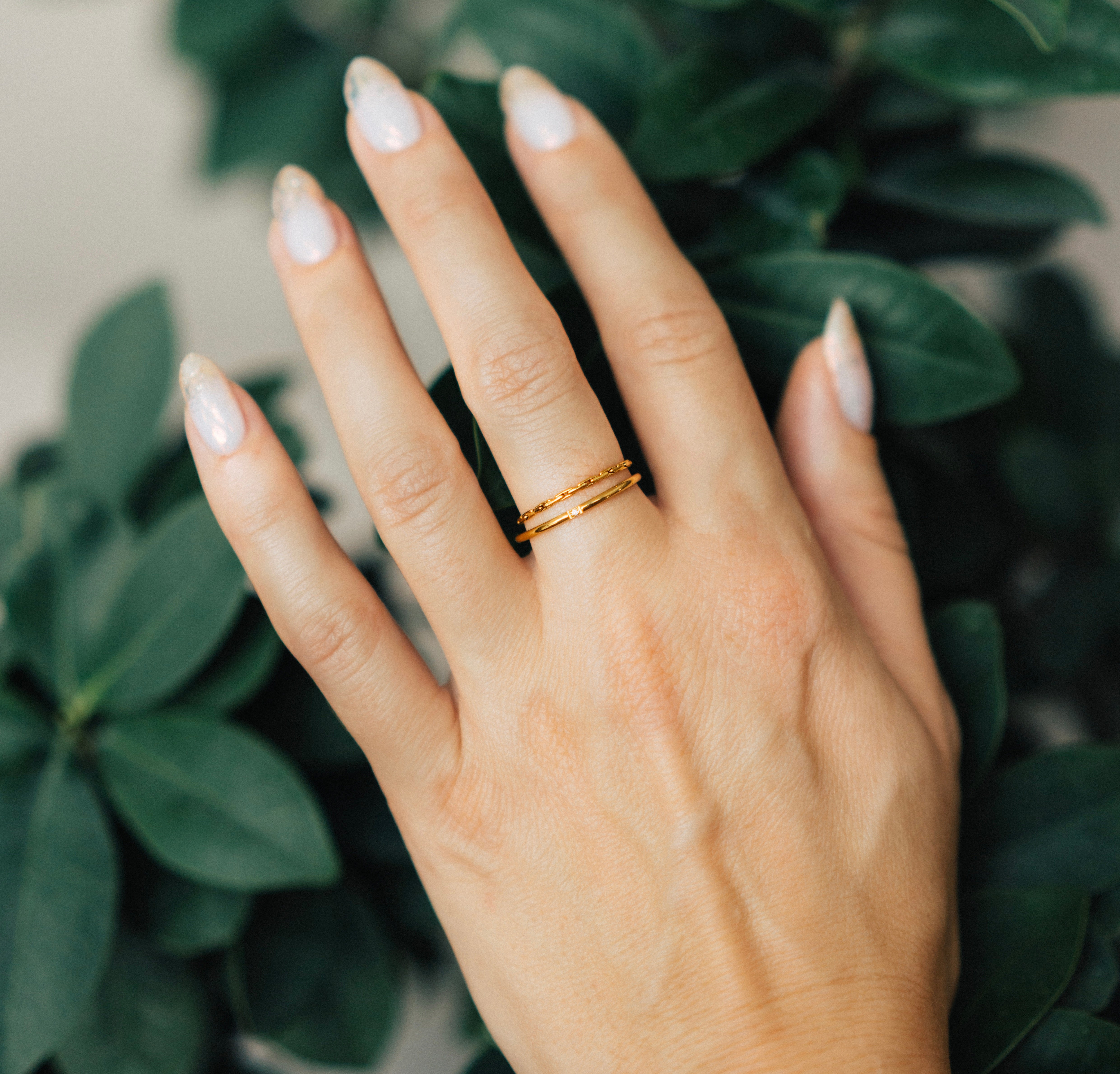 Set ~ Tiny Diamond and Textured Stacking Rings