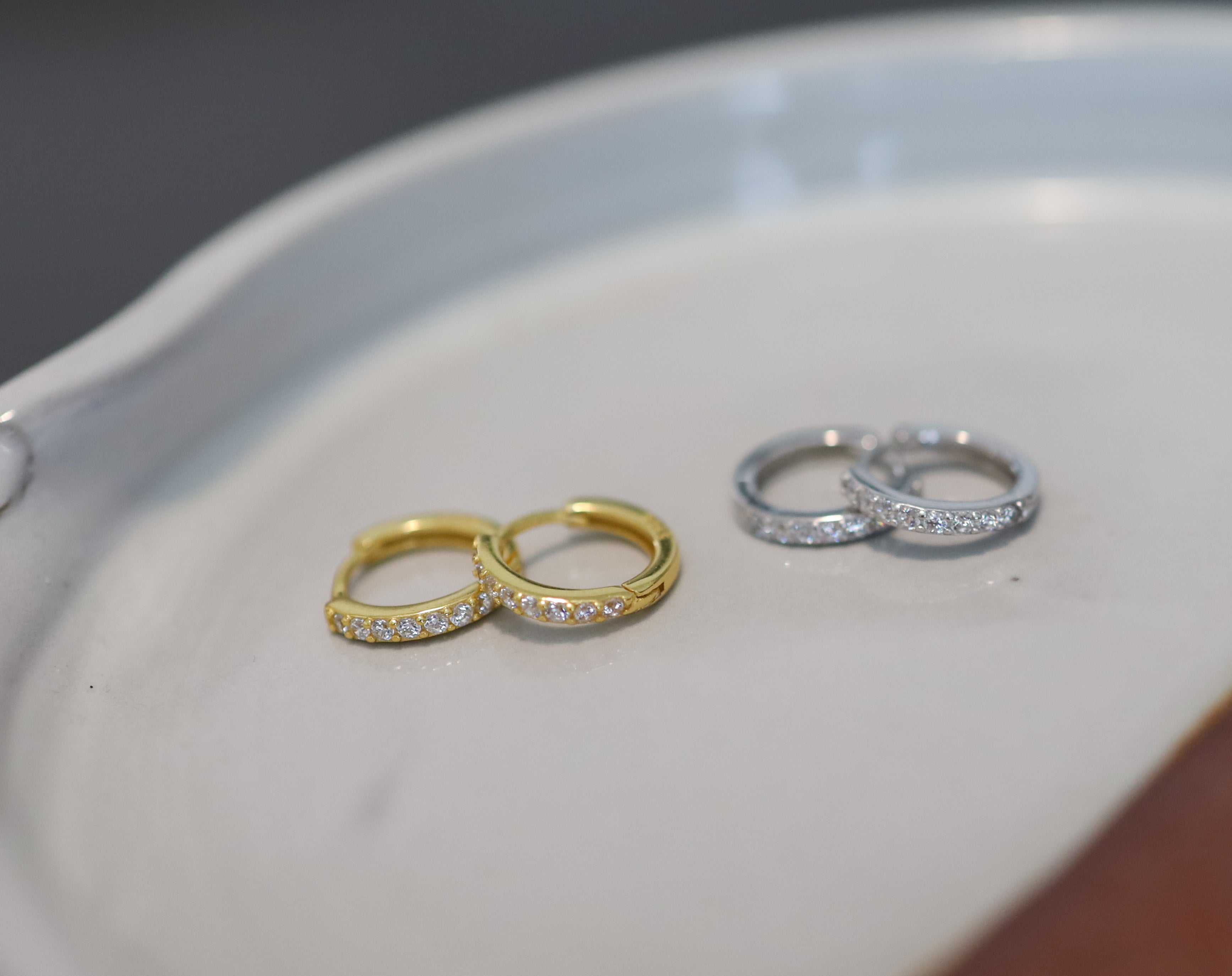 Diamond Huggie Hoop Earrings