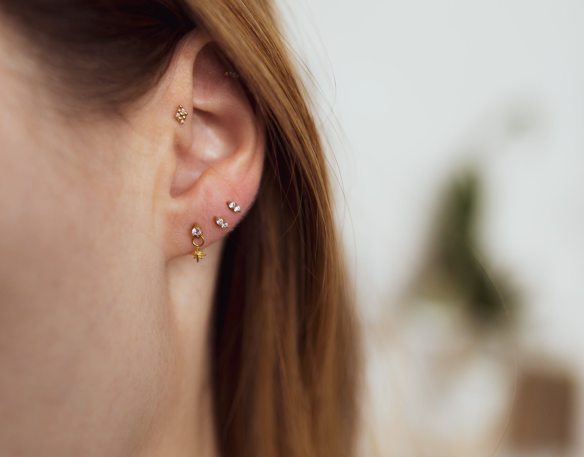 Set ~ Star Charm and Double Tiny Diamond Flat-Back Studs