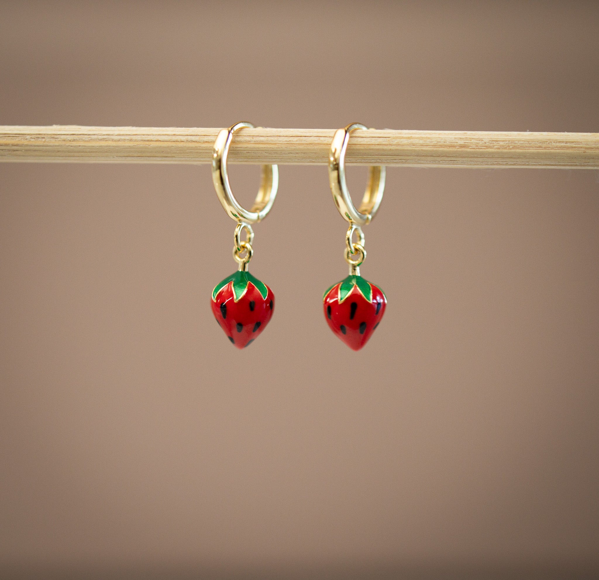 Strawberry Charm Hoops
