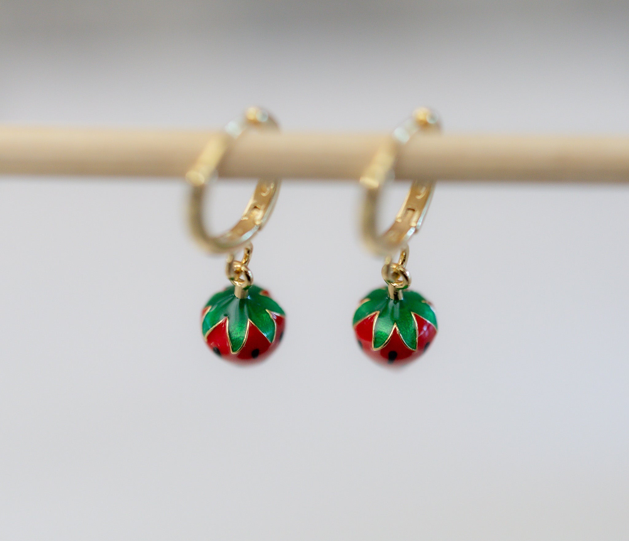 Strawberry Charm Hoops