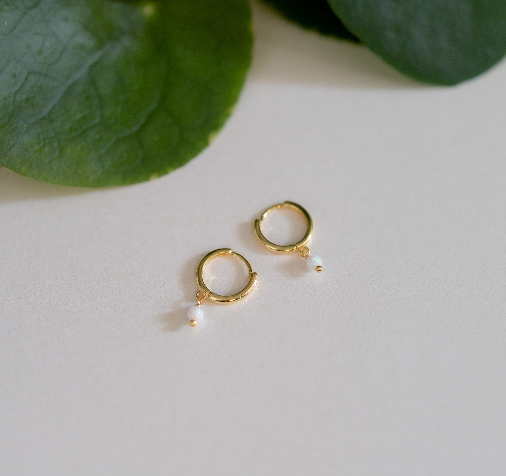 Opalite Charm Hoops