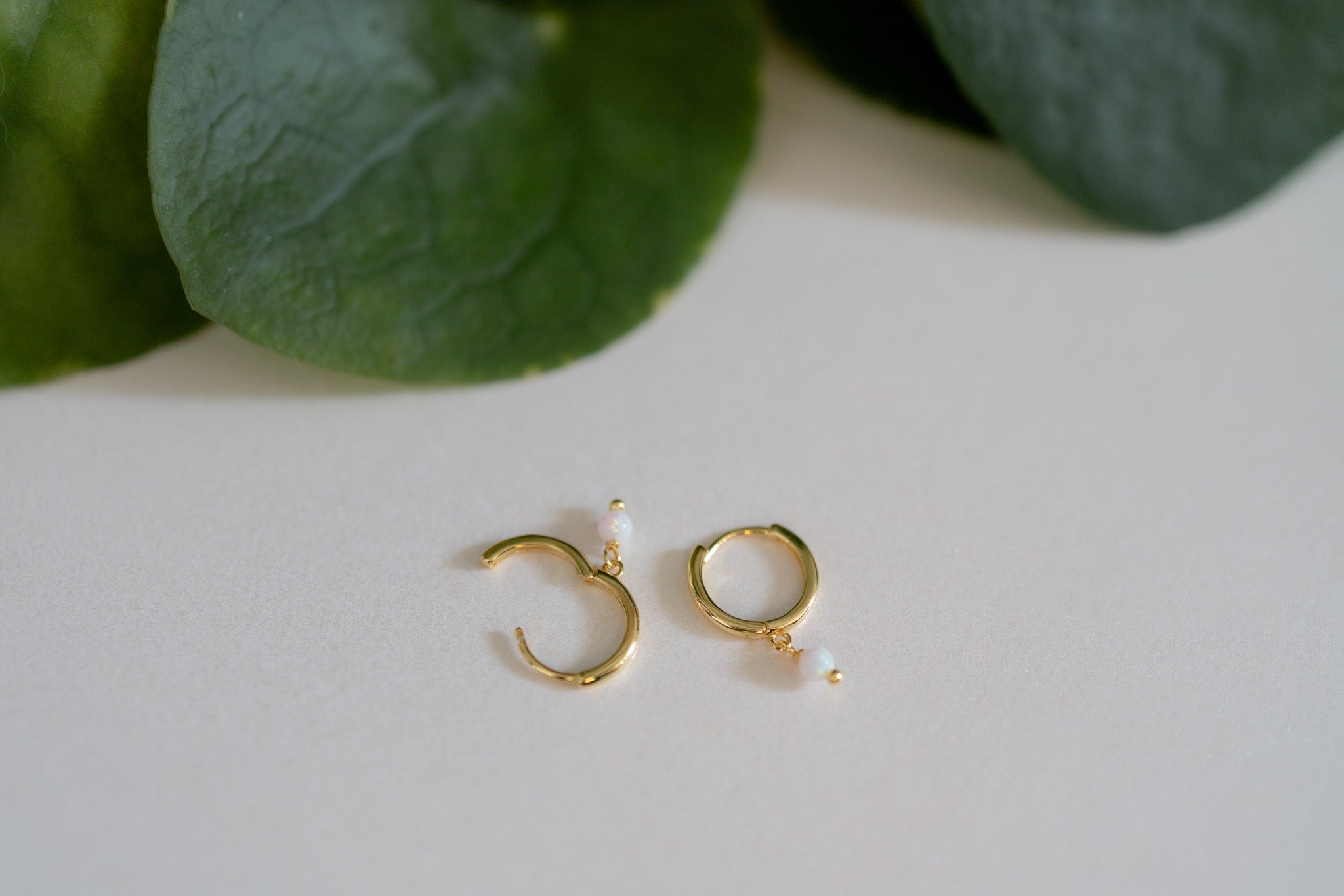 Opalite Charm Hoops