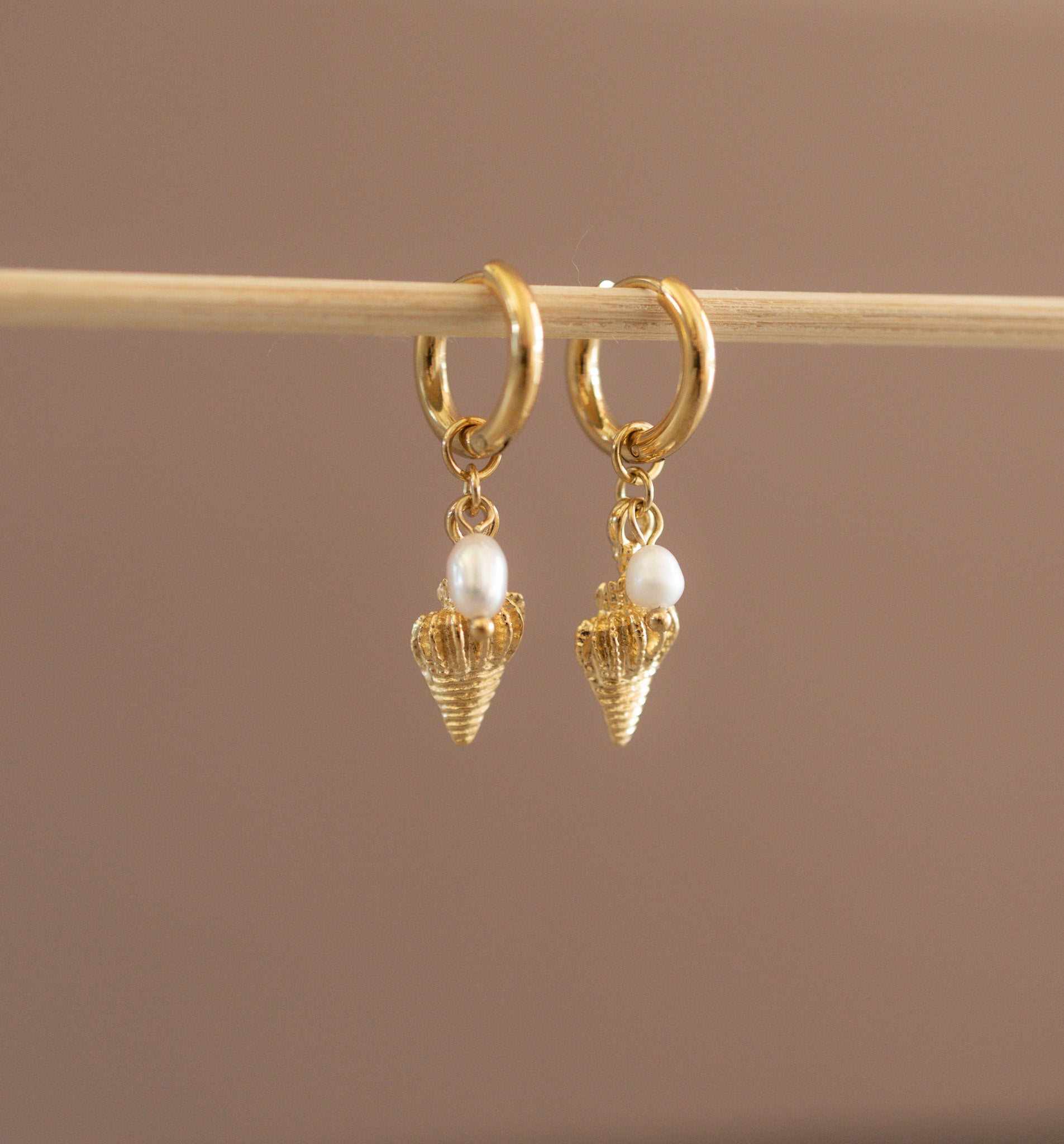 Seashell Charm Hoops