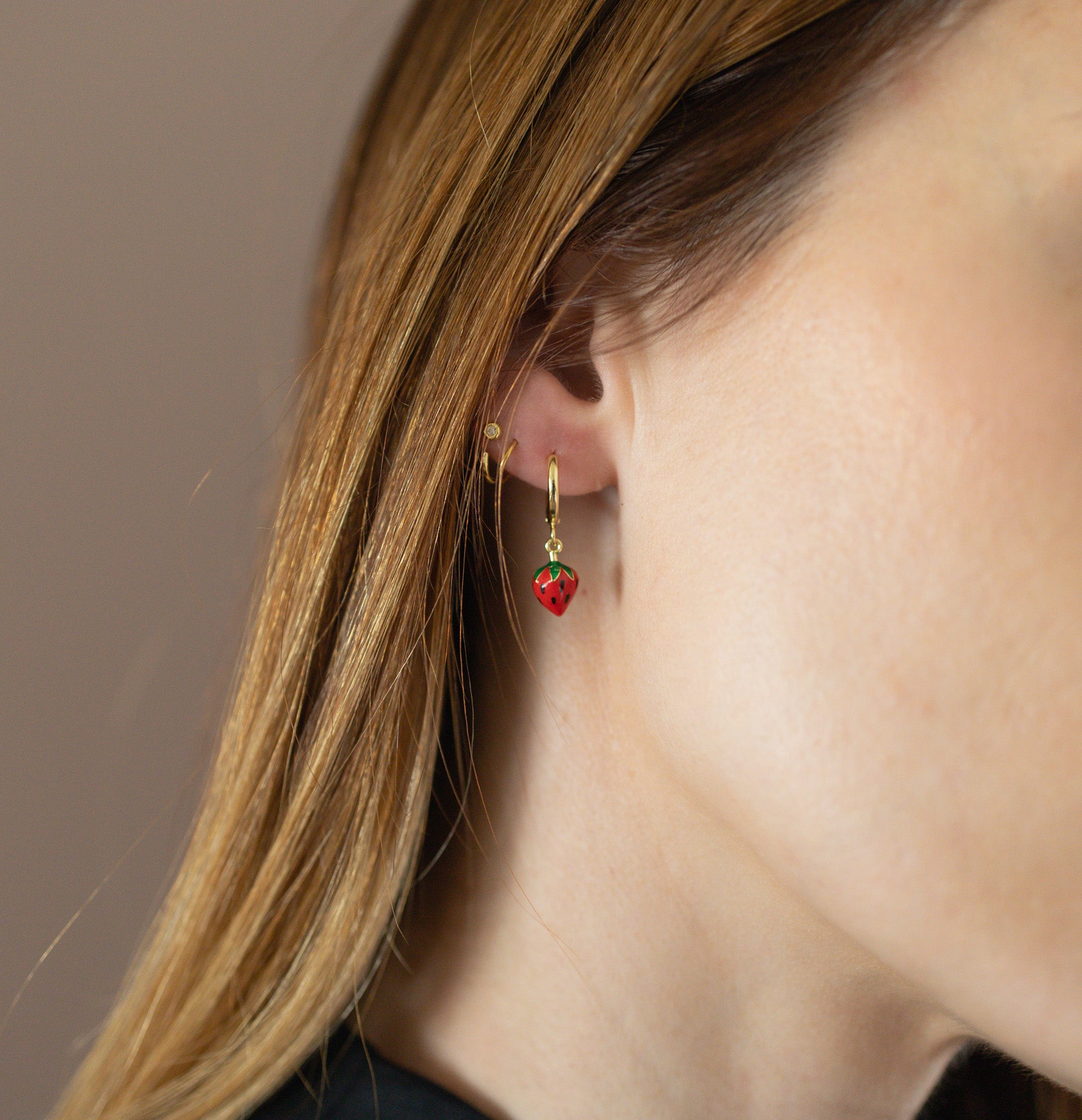 Strawberry Charm Hoops