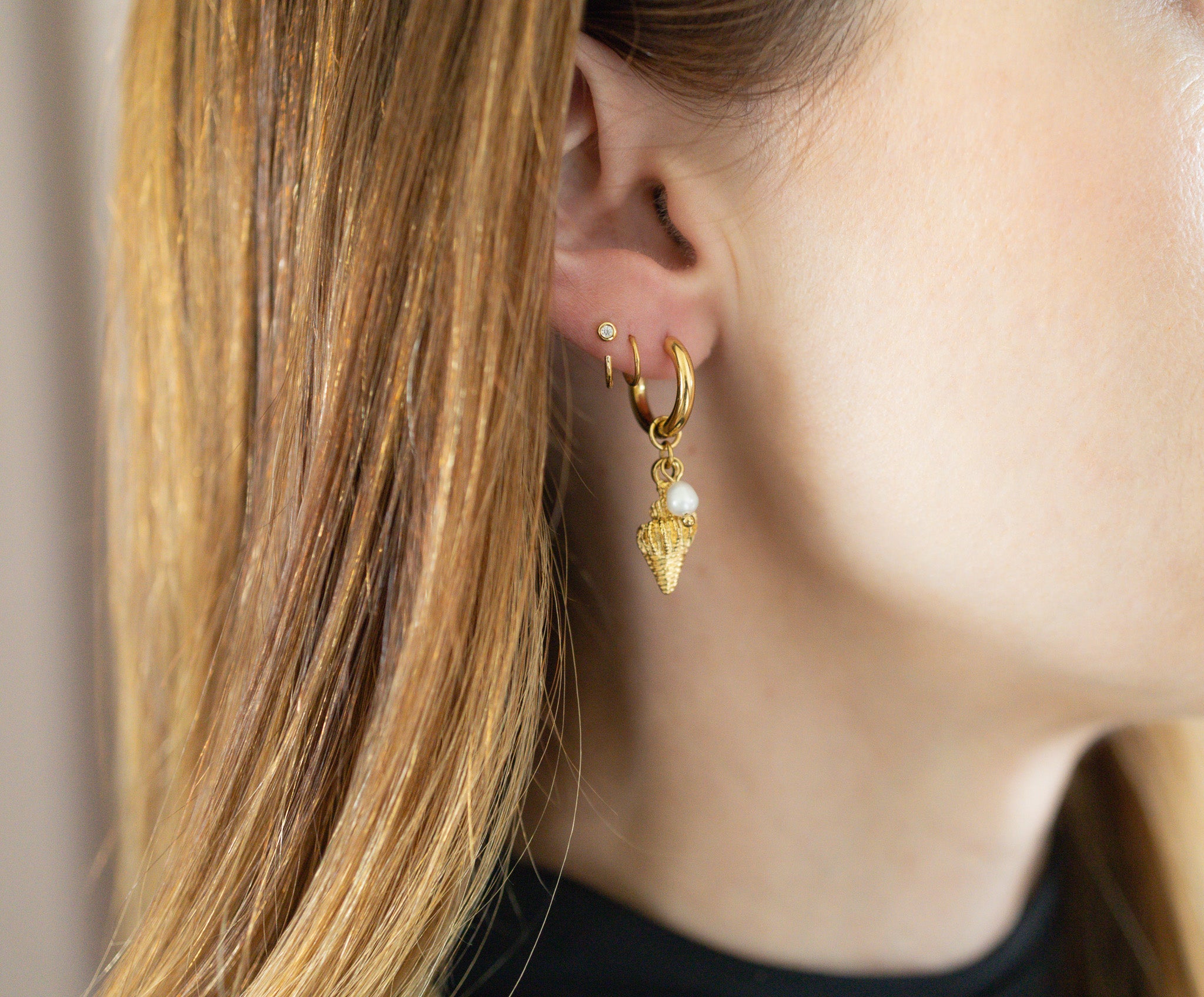 Seashell Charm Hoops