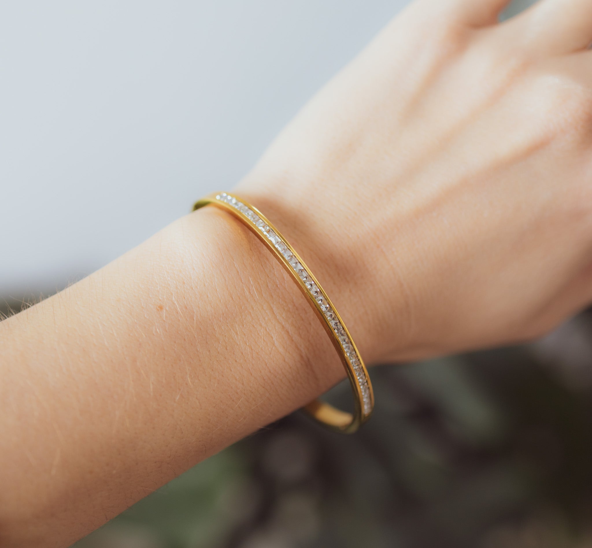 Hinge Diamond Lined Bangle Bracelet