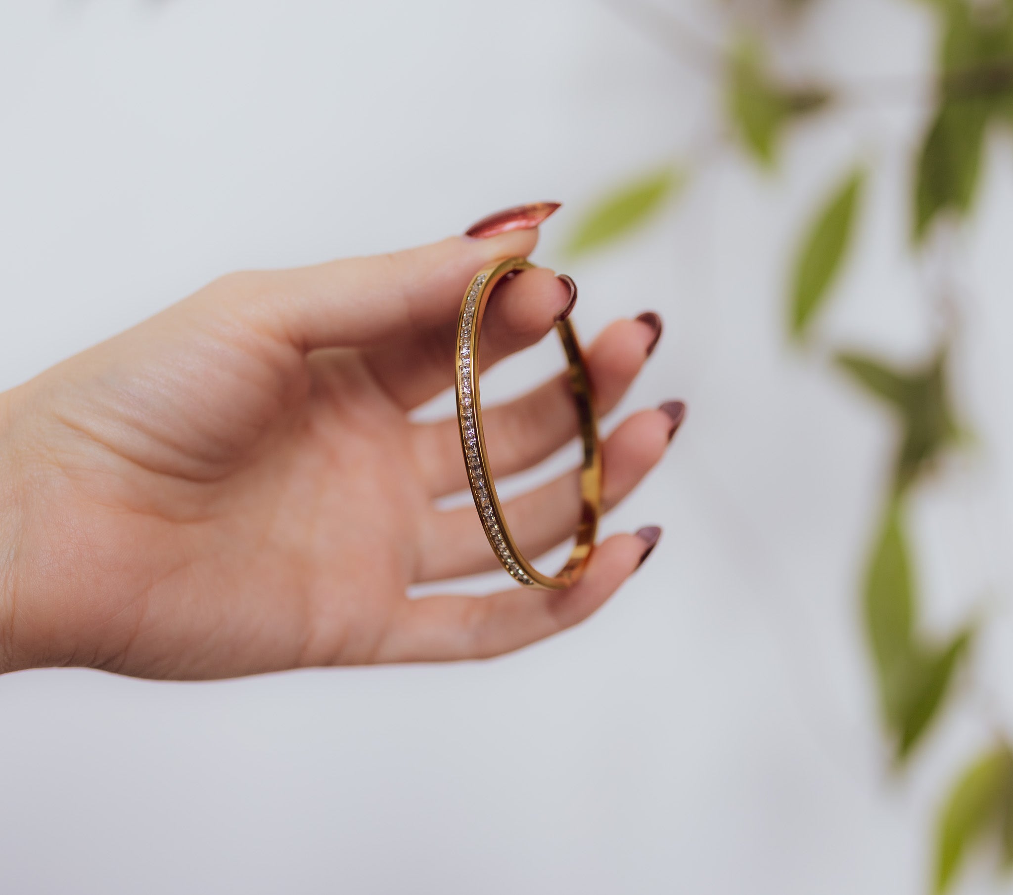 Hinge Diamond Lined Bangle Bracelet