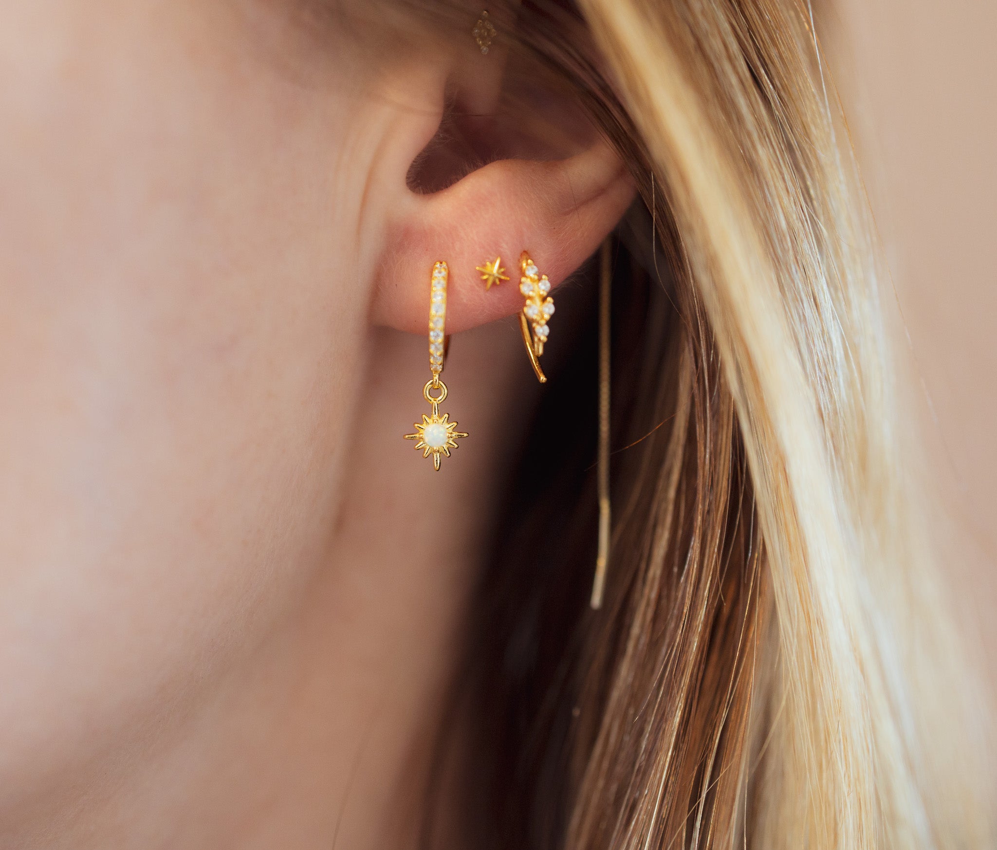 Opal Starburst Hoops