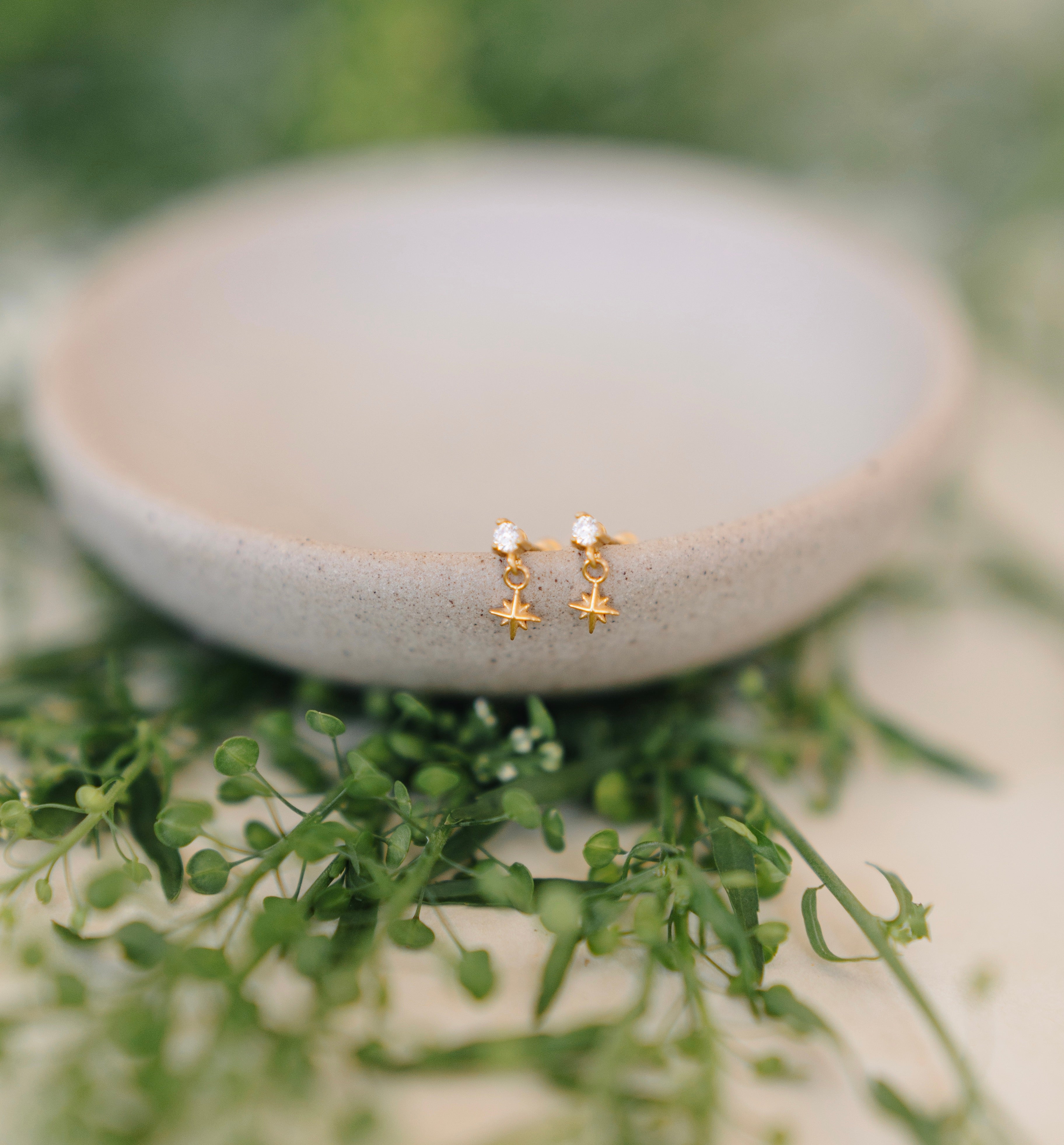 Set ~ Star Charm and Double Tiny Diamond Flat-Back Studs