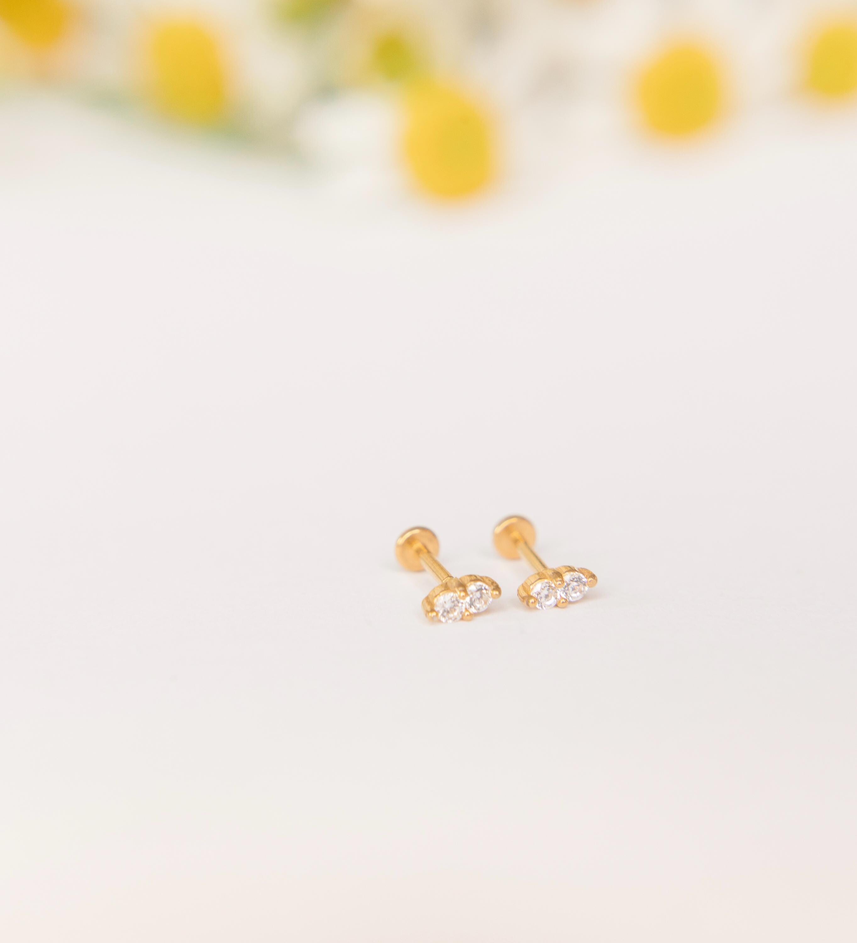 Double Tiny Diamond Flat Back Studs
