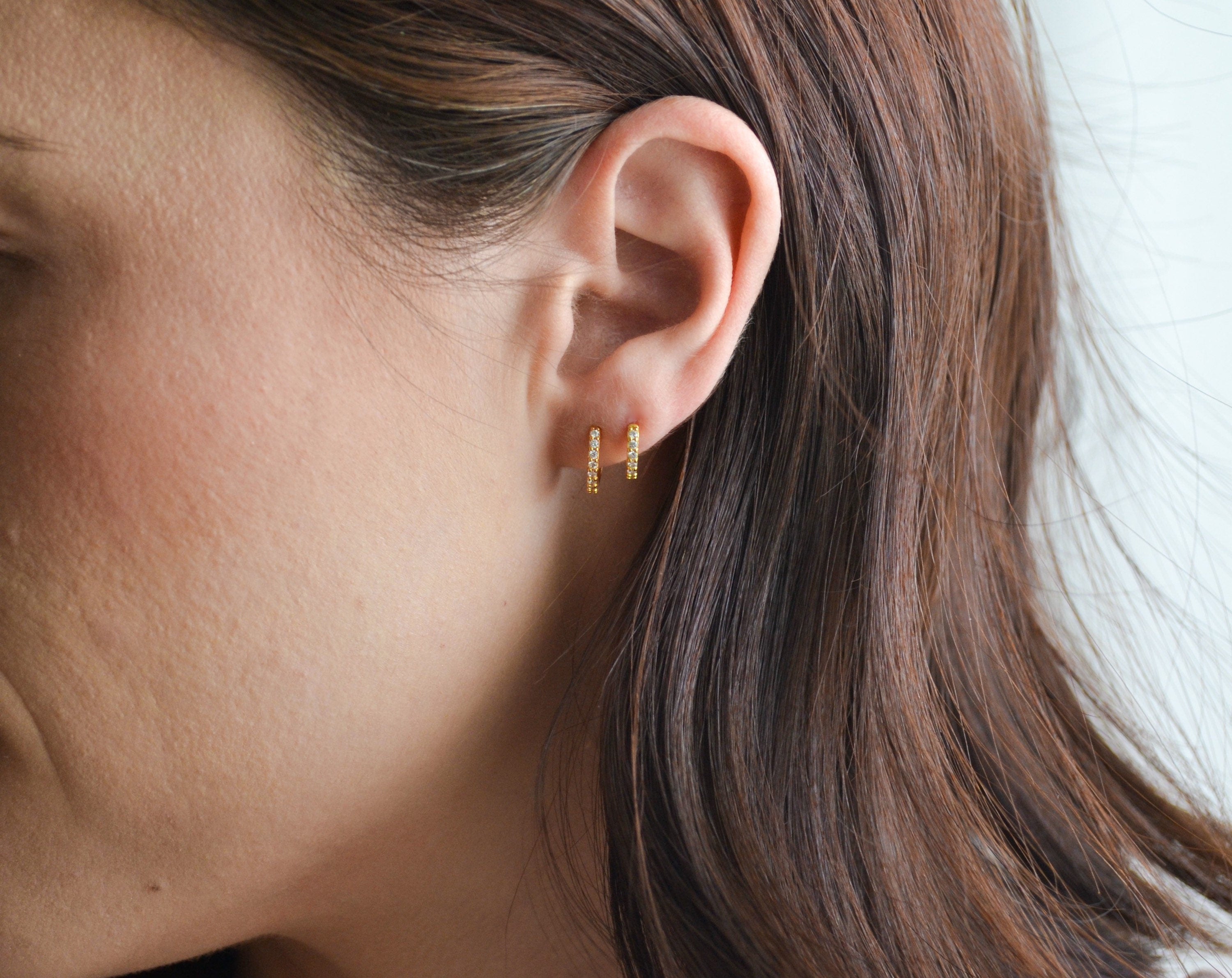 Diamond Huggie Hoop Earrings