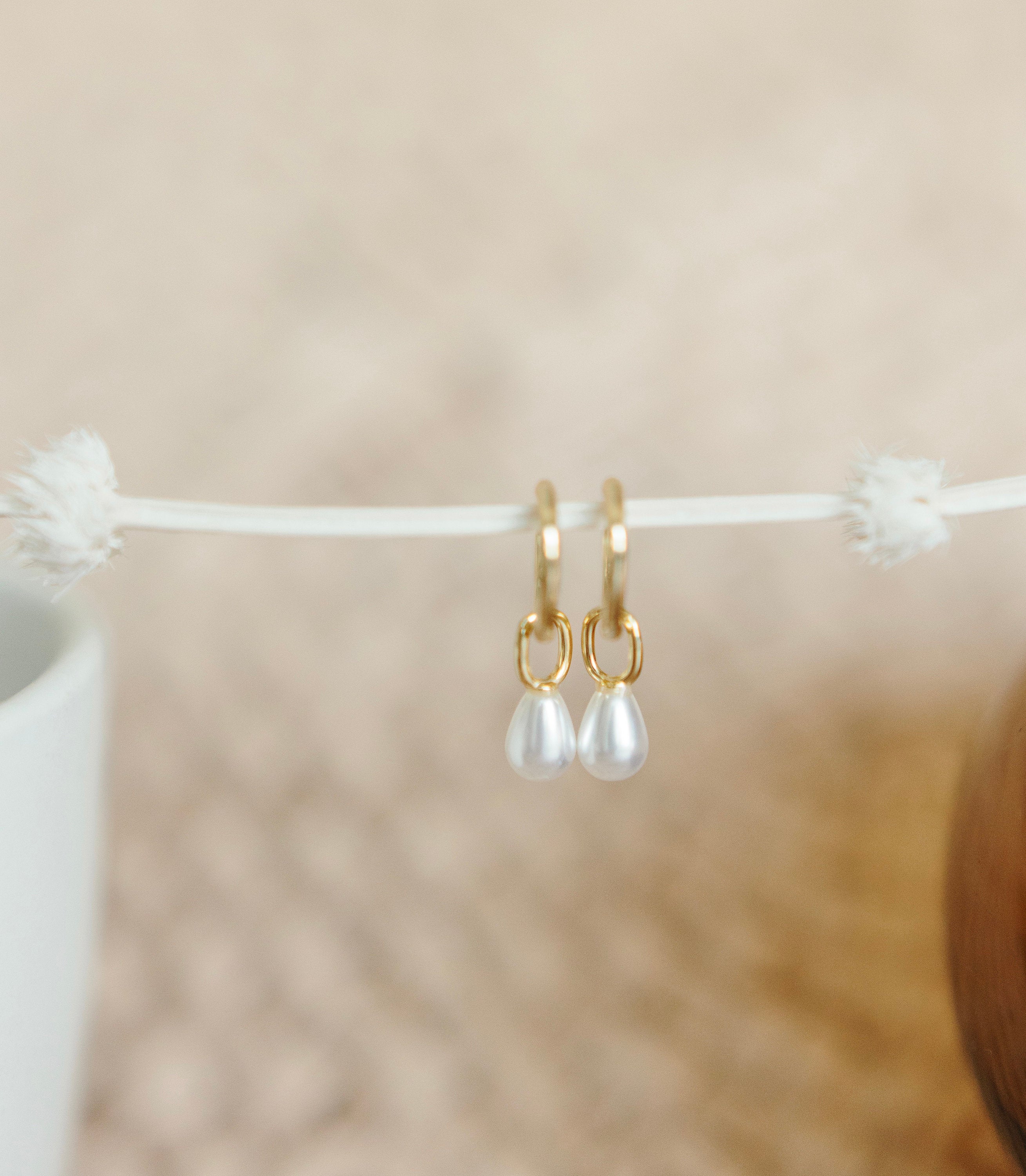 Pearl Charm Hoops