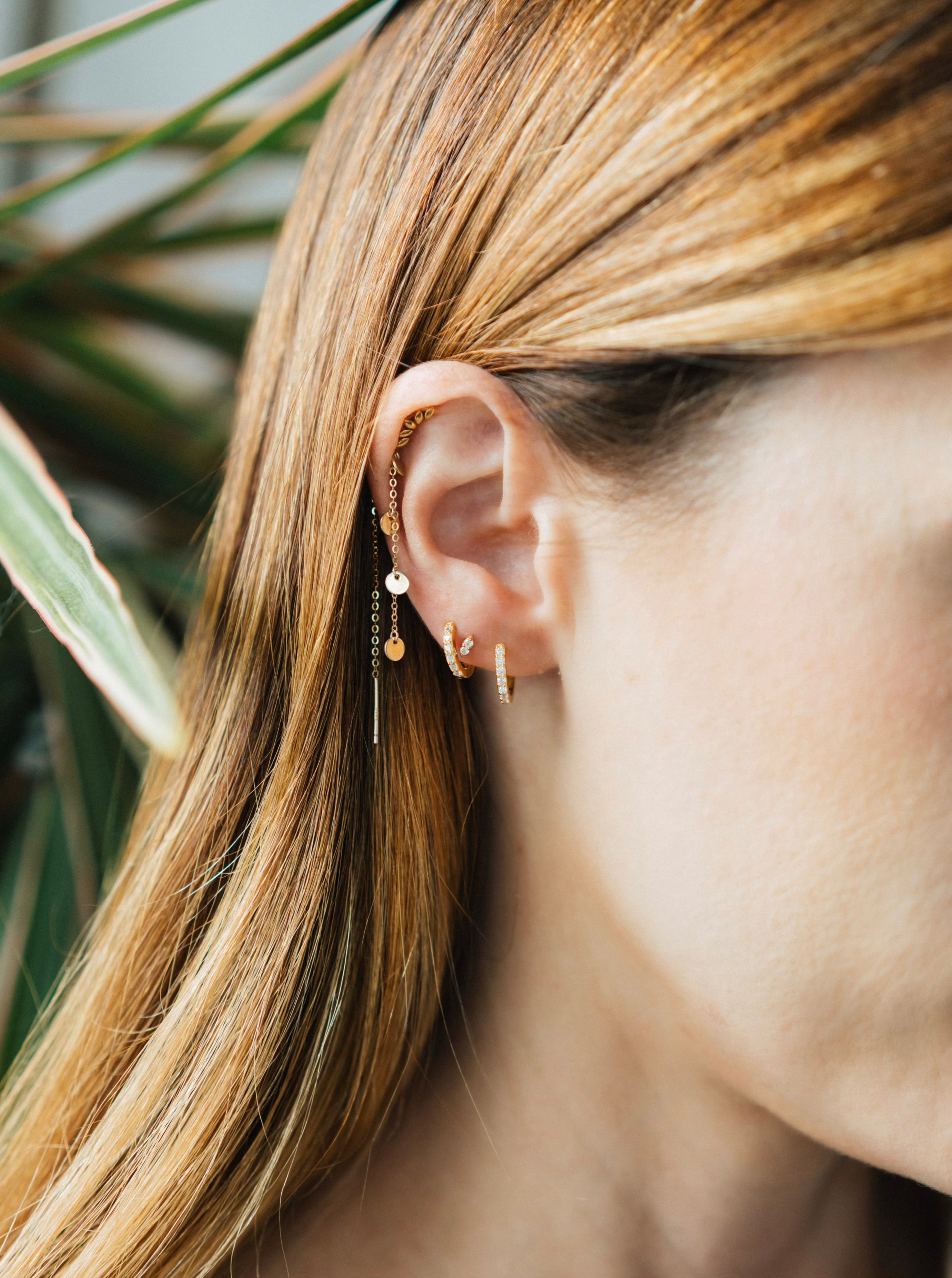 Diamond Huggie Hoop Earrings