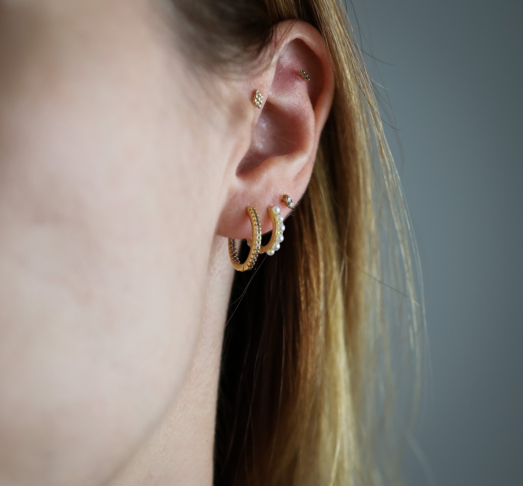 Lavender Diamond Lined Hoops
