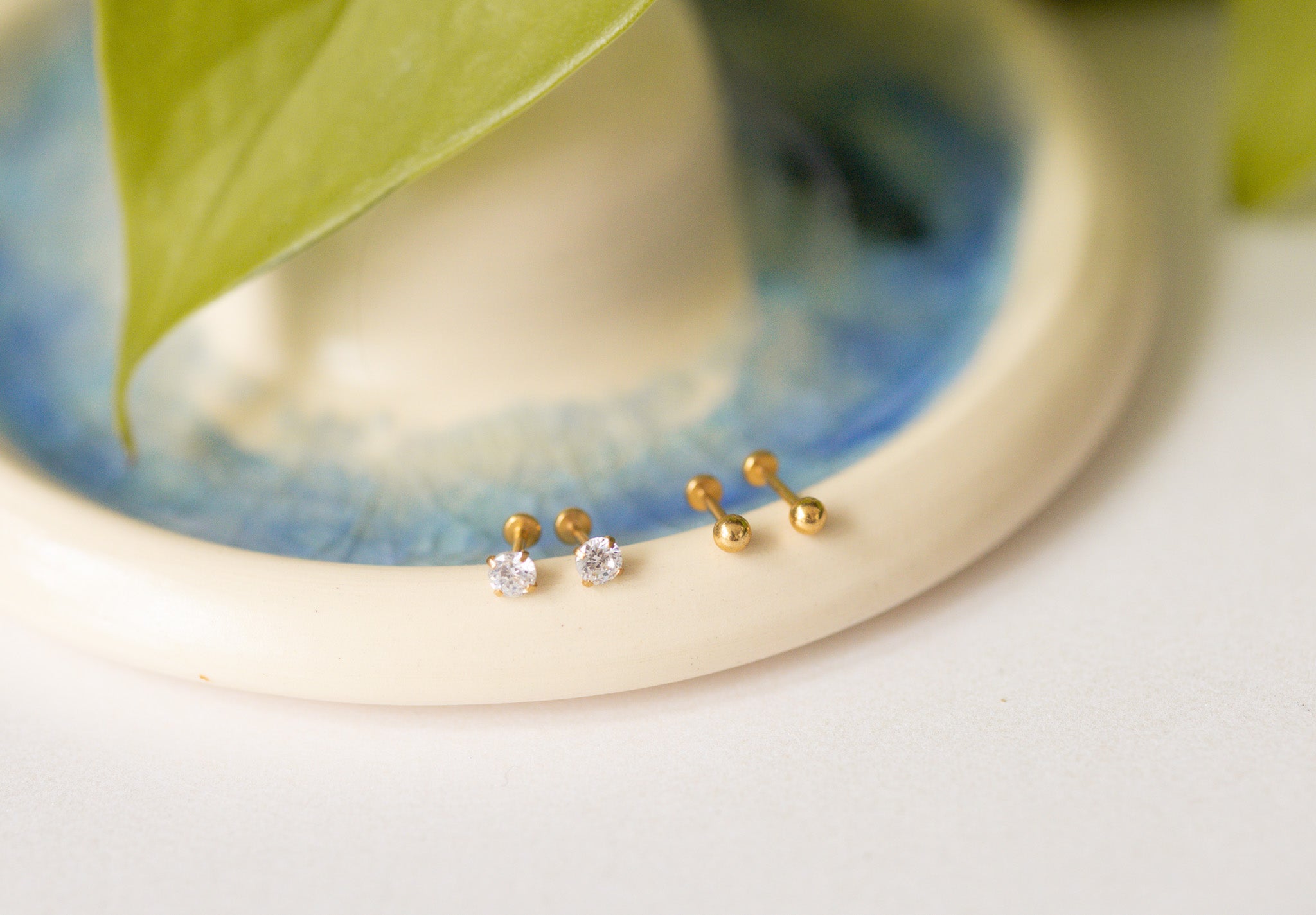 Set ~ Diamond and Tiny Ball Flat-Back Studs