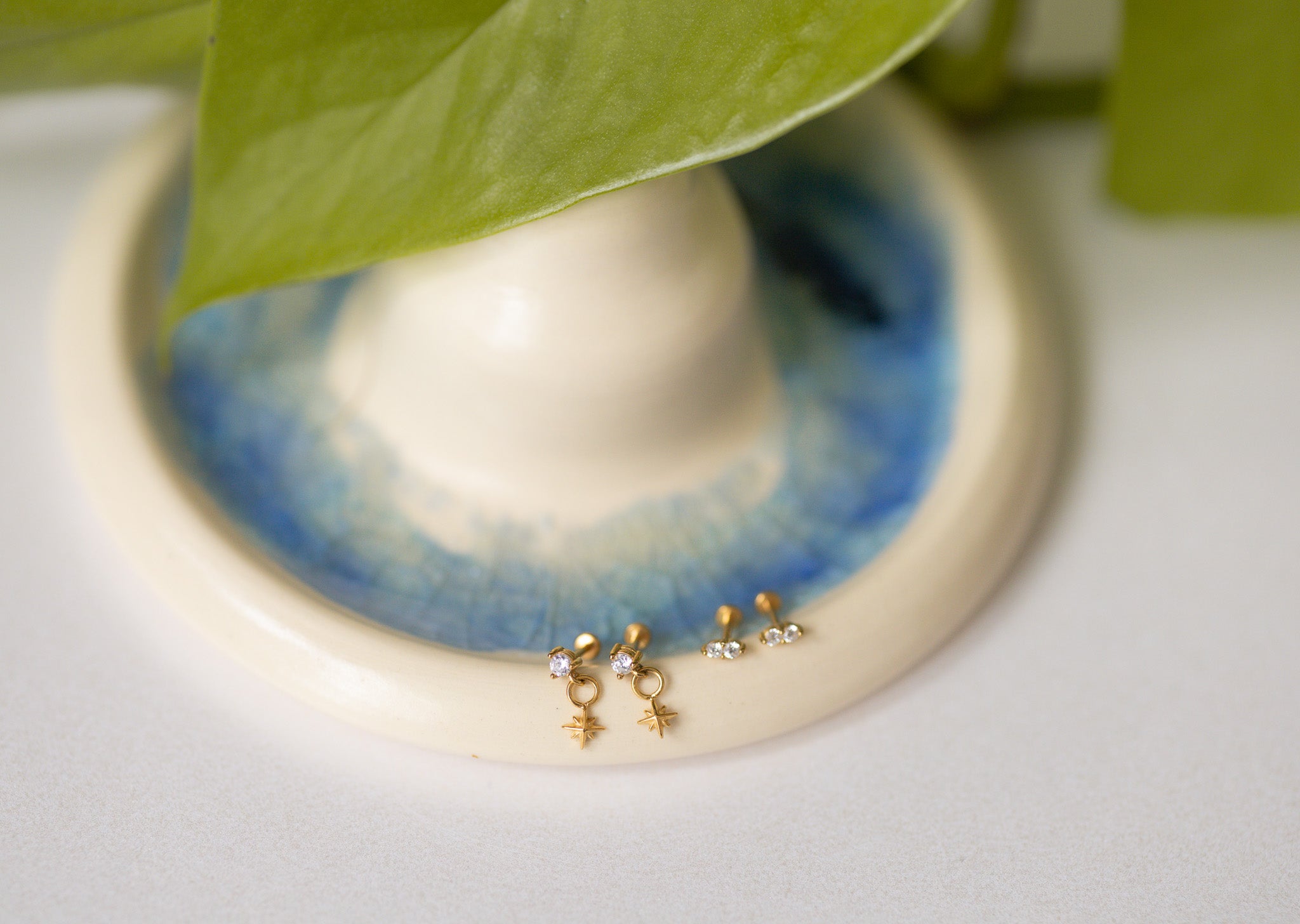 Set ~ Star Charm and Double Tiny Diamond Flat-Back Studs