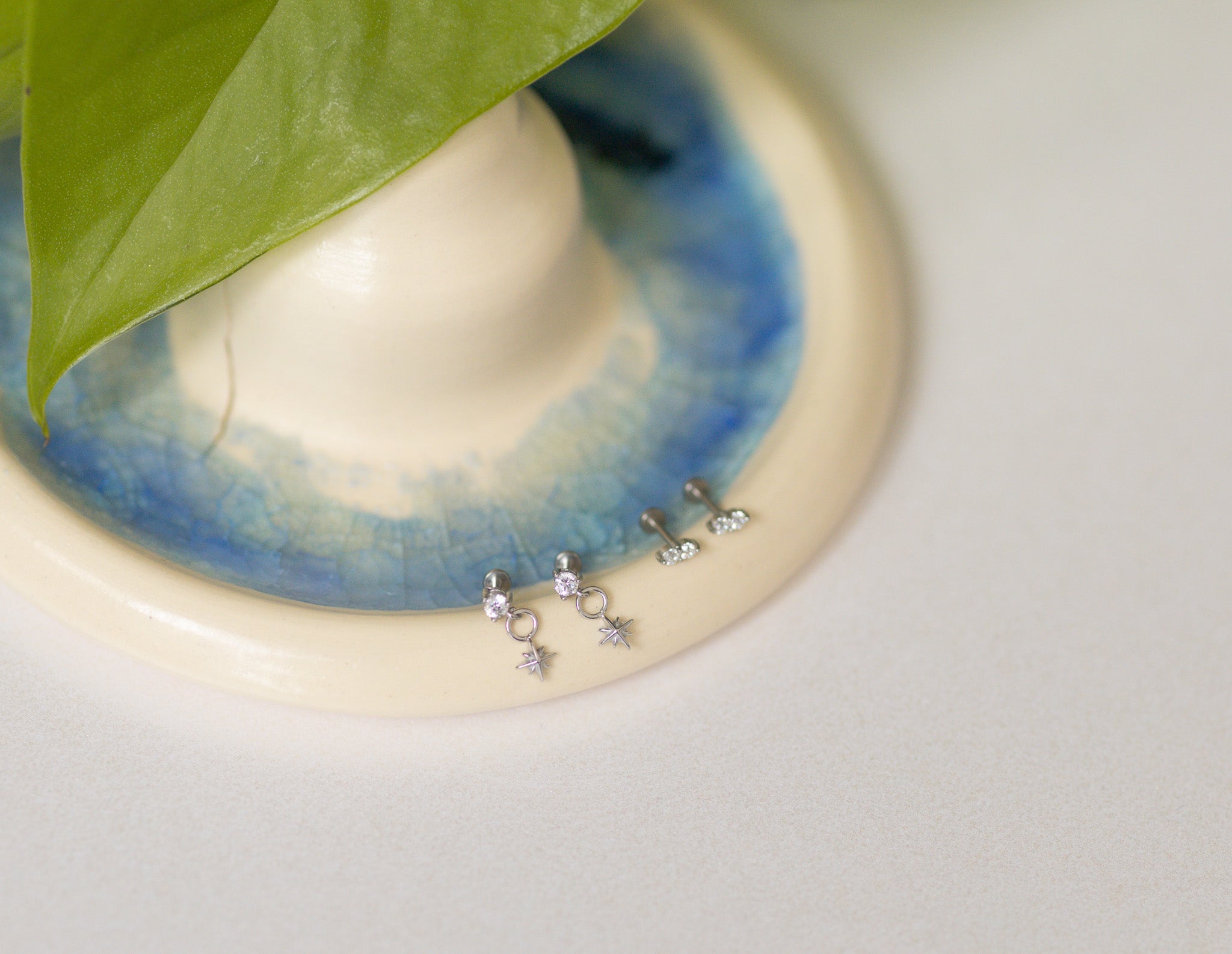 Set ~ Star Charm and Double Tiny Diamond Flat-Back Studs