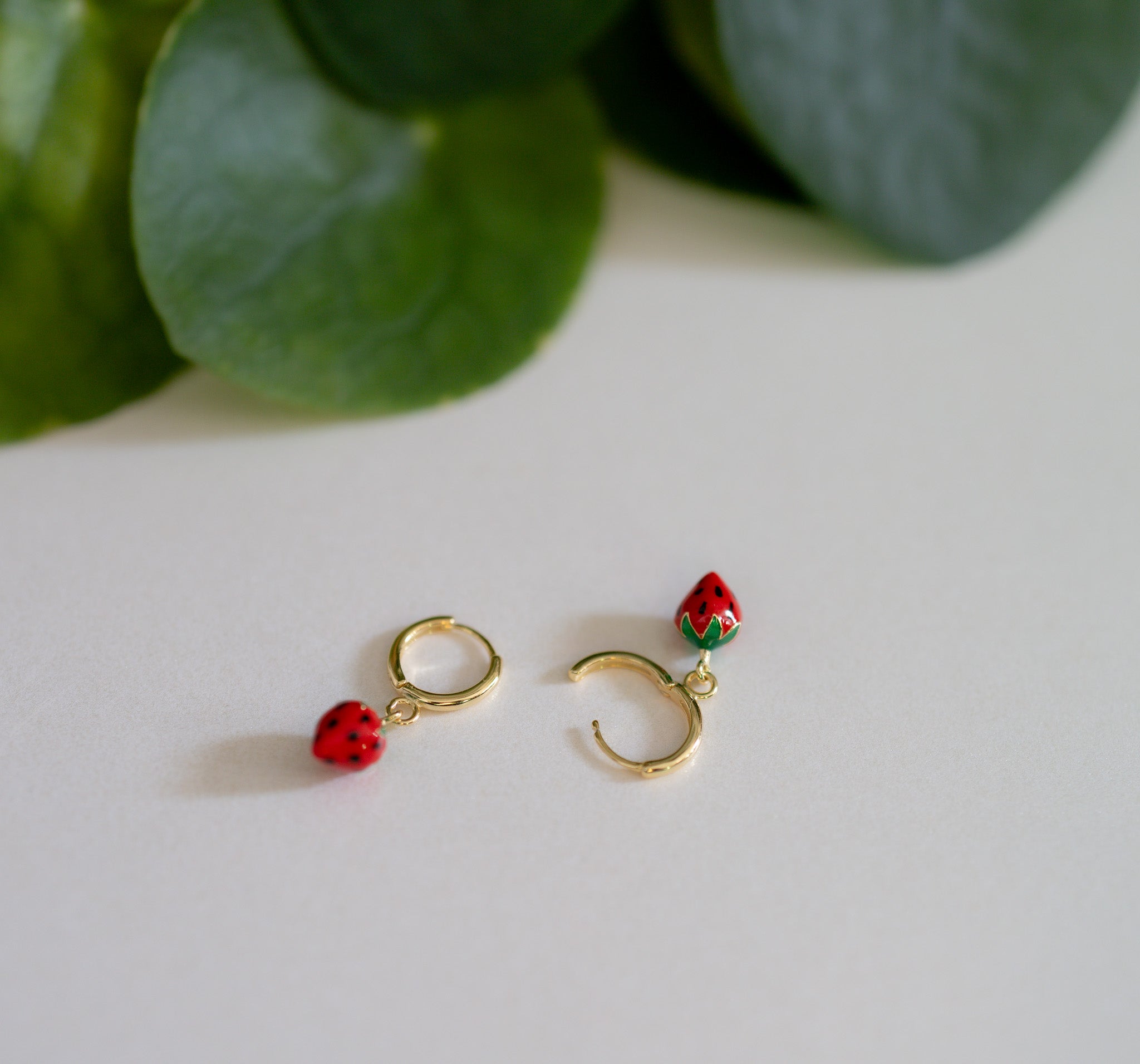 Strawberry Charm Hoops