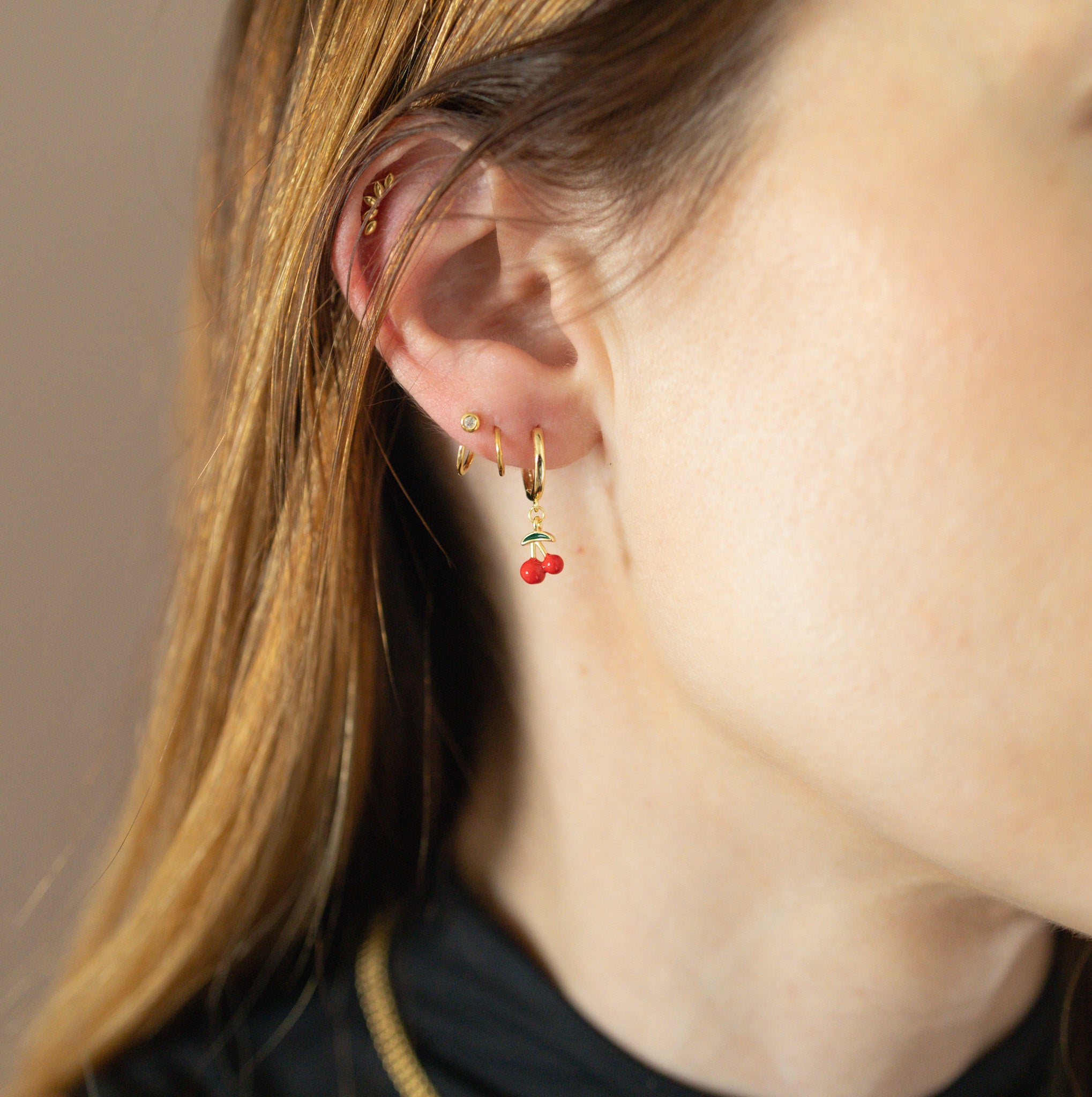 Cherry Charm Hoops