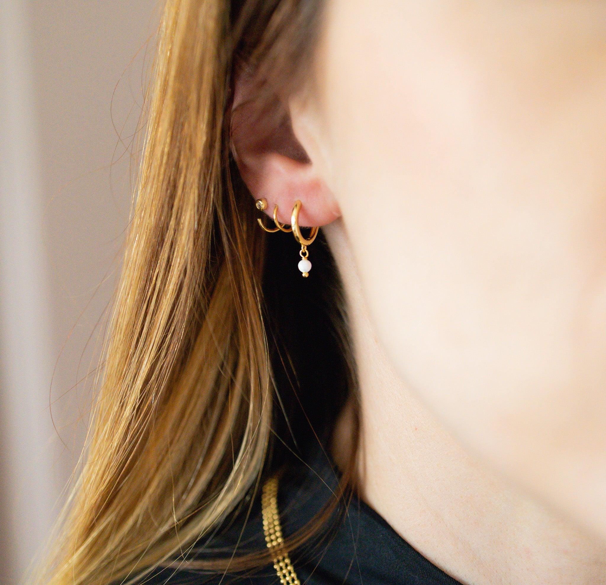 Opalite Charm Hoops