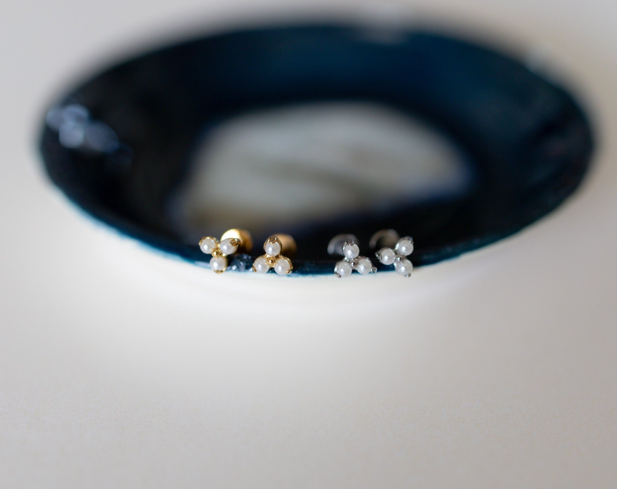 Pearl Triangle Flat Back Studs