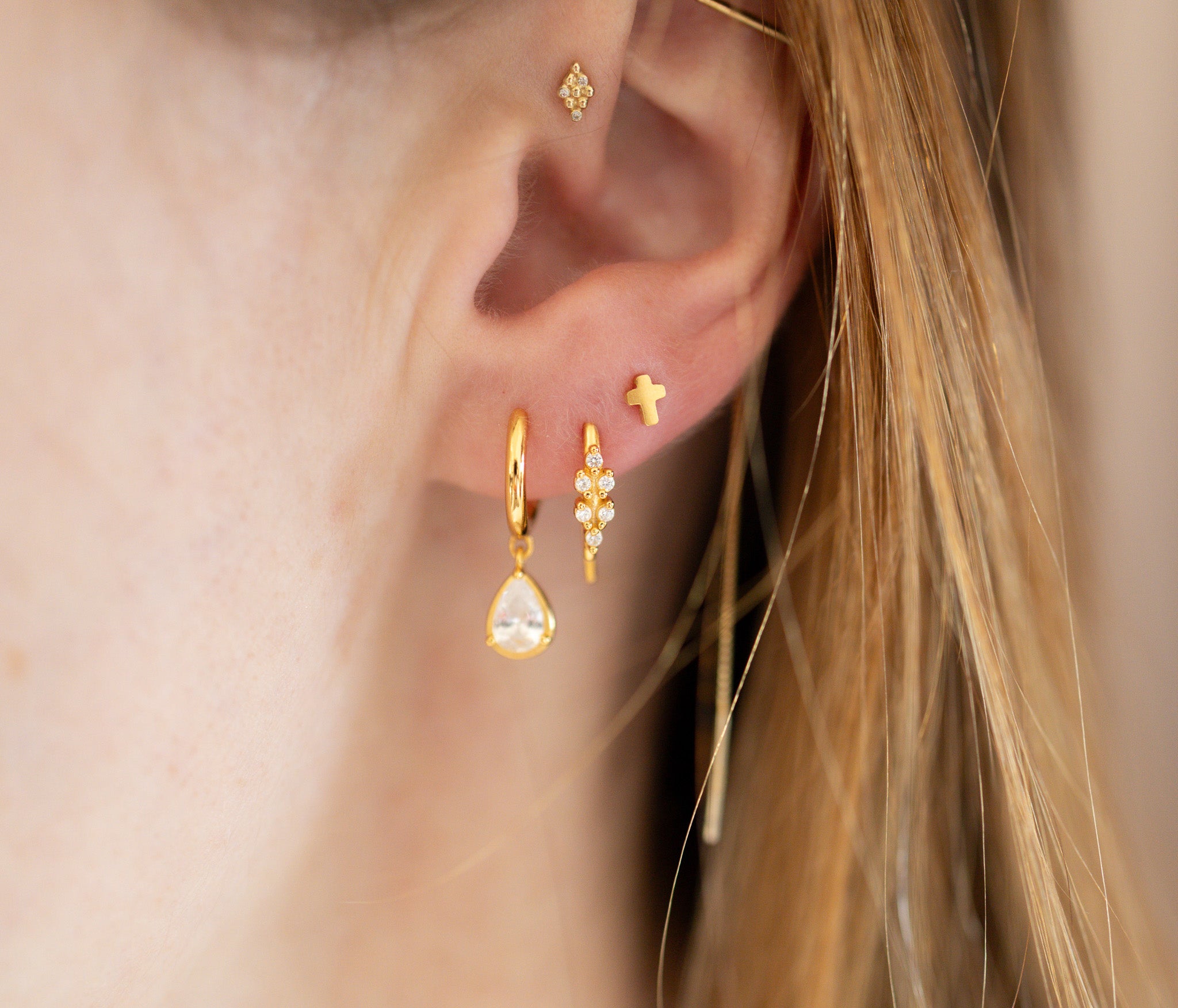Tiny Cross Flat Back Studs