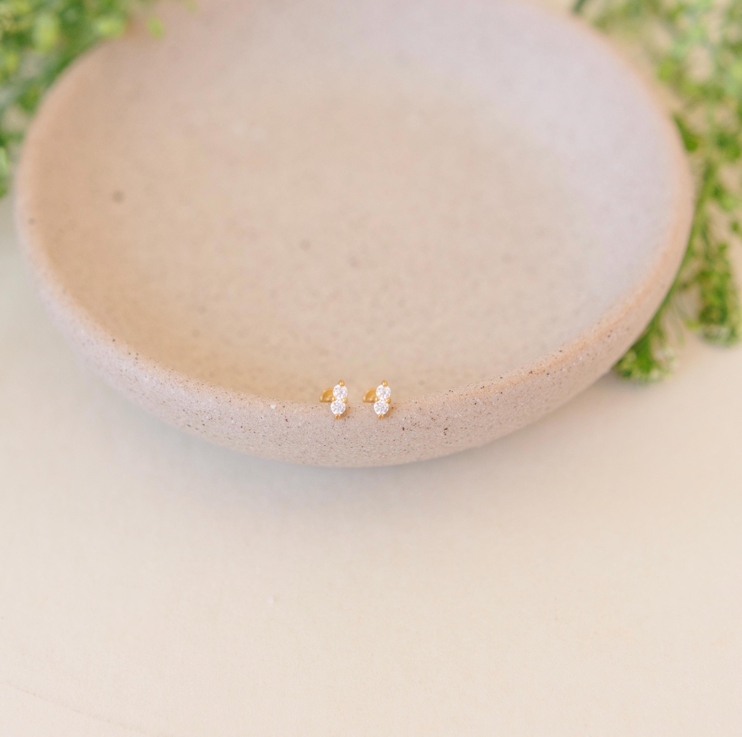 Double Tiny Diamond Flat Back Studs