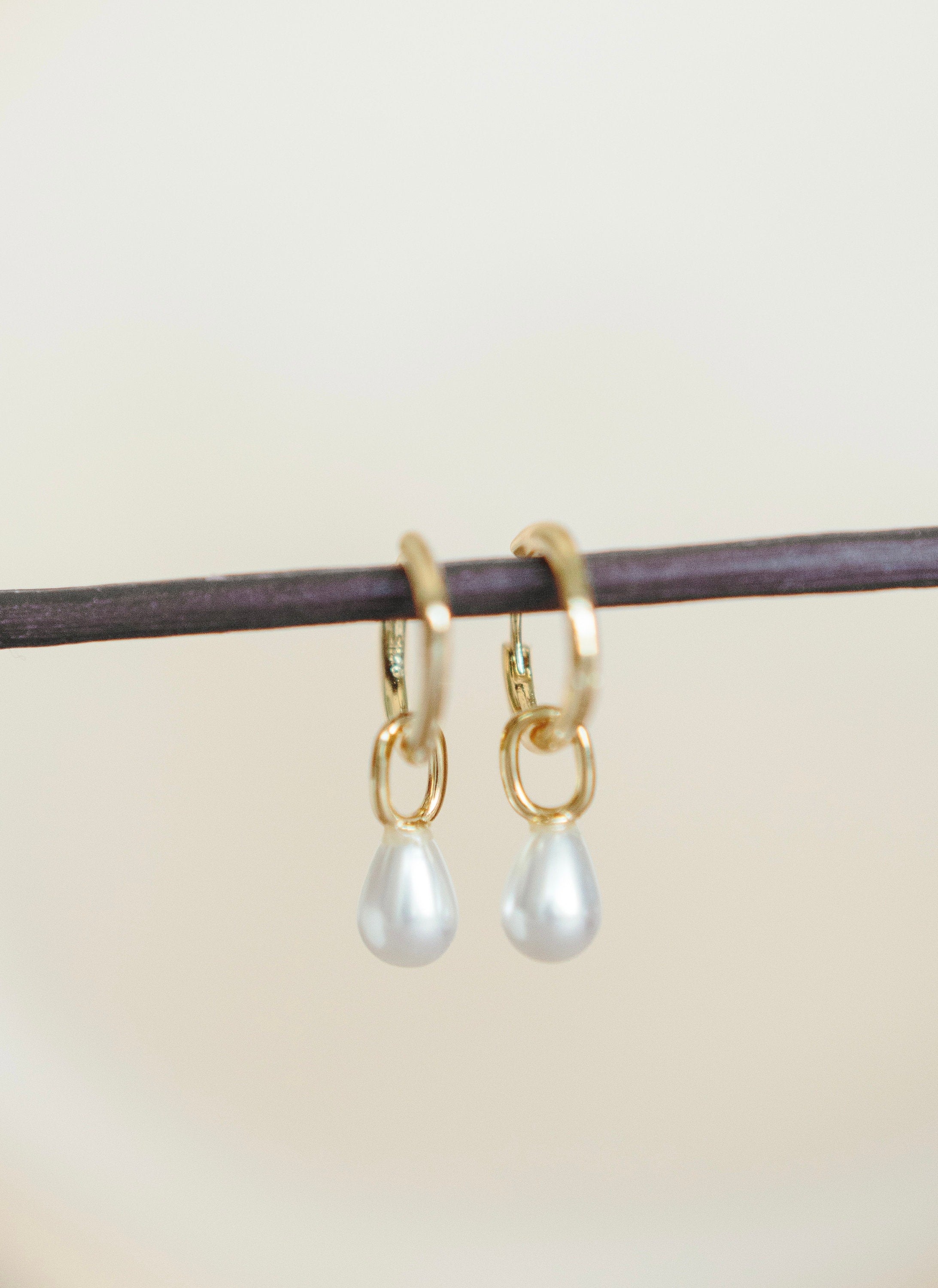 Pearl Charm Hoops