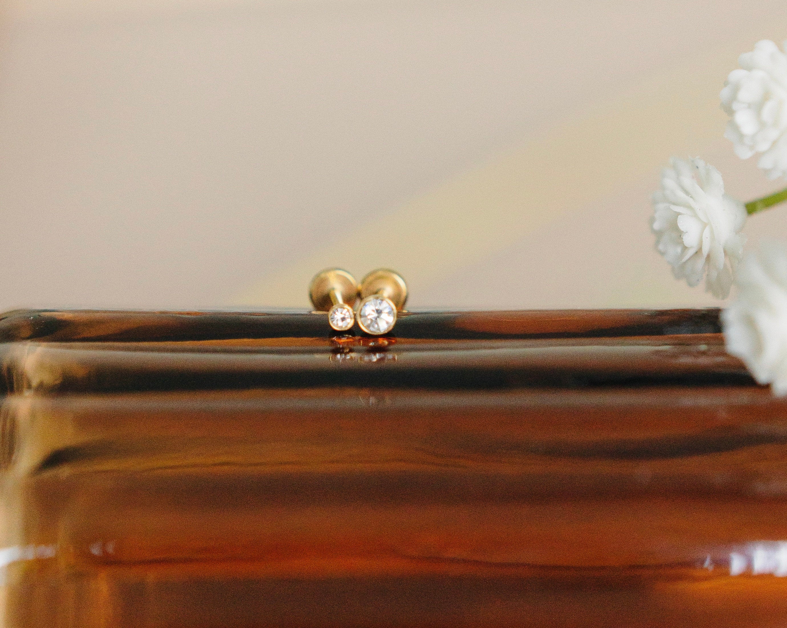 Cupped Diamond Flat Back Stud